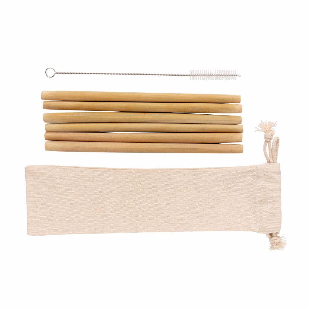 Accessoires cuisine publicitaires - Set de pailles en fibre de bambou (x 6 pcs) - 1