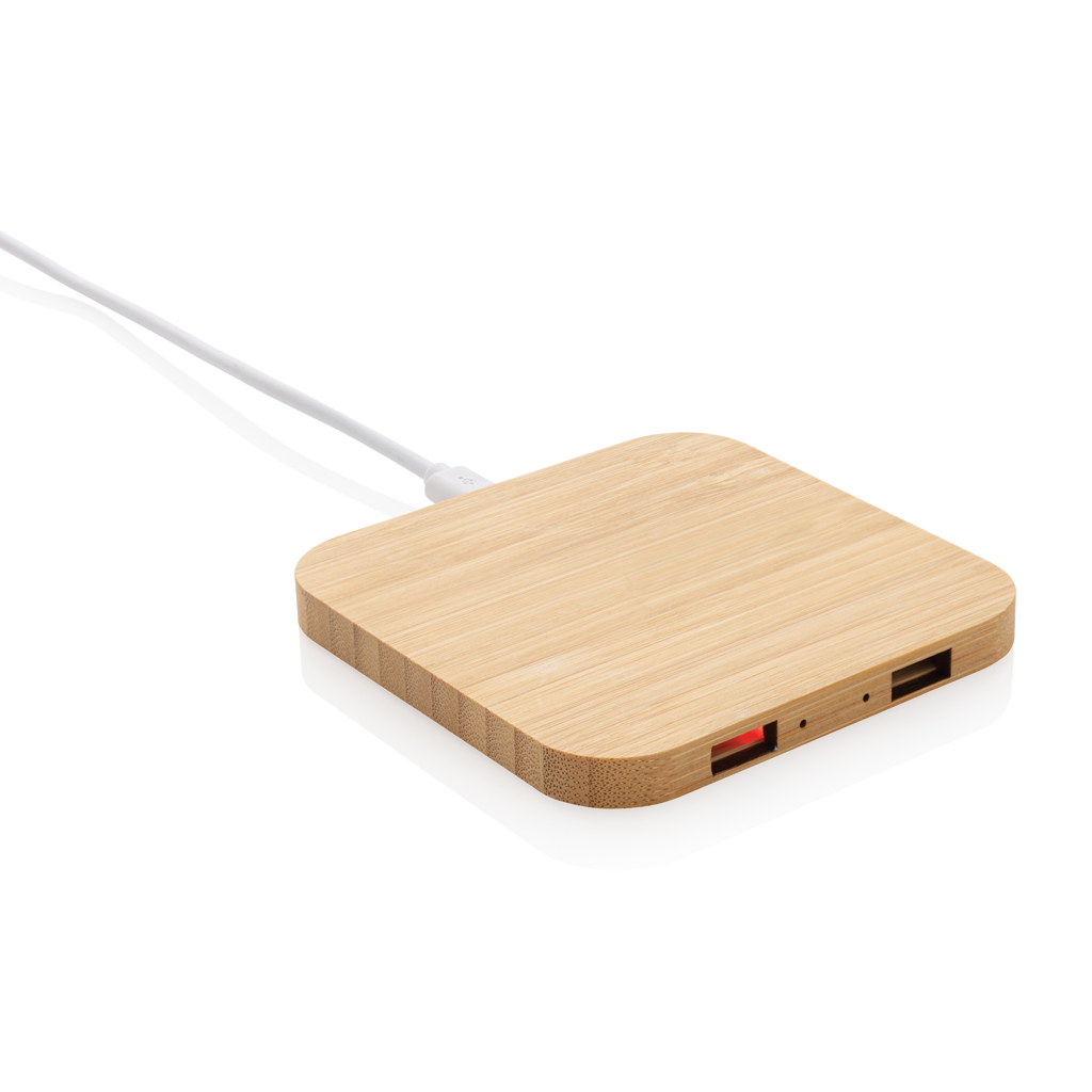 Cargador inalámbrico FSC® bambú 10W con USB