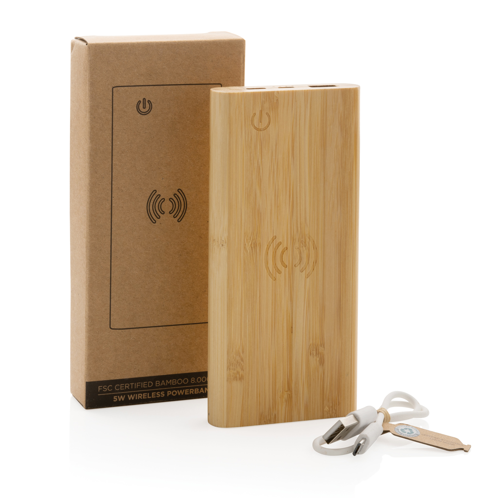 Bamboo Wireless Powerbank Mah W Certificado Fsc