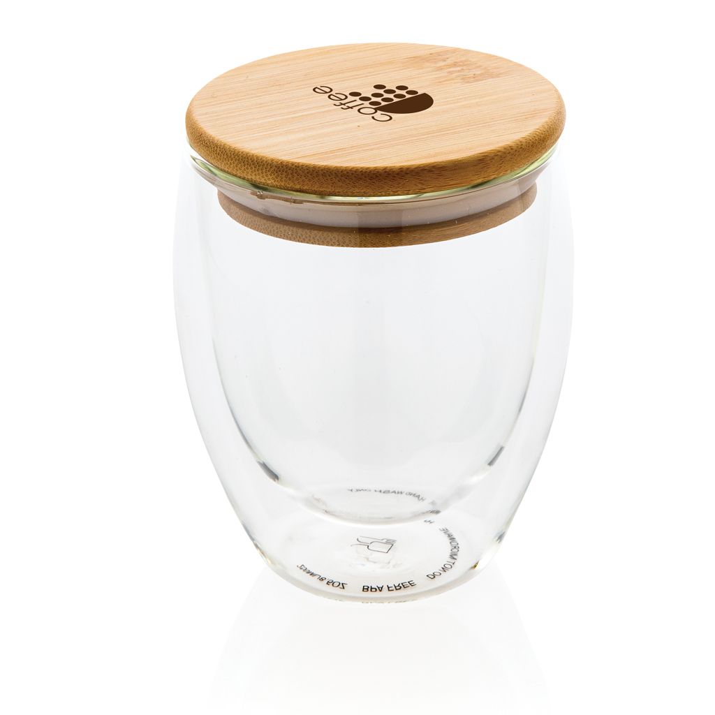 Double wall borosilicate glass with bamboo lid 250ml - brendiran