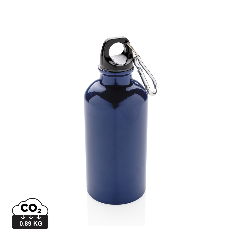 Aluminium genanvendelig sportsflaske med karabinkrog, blå