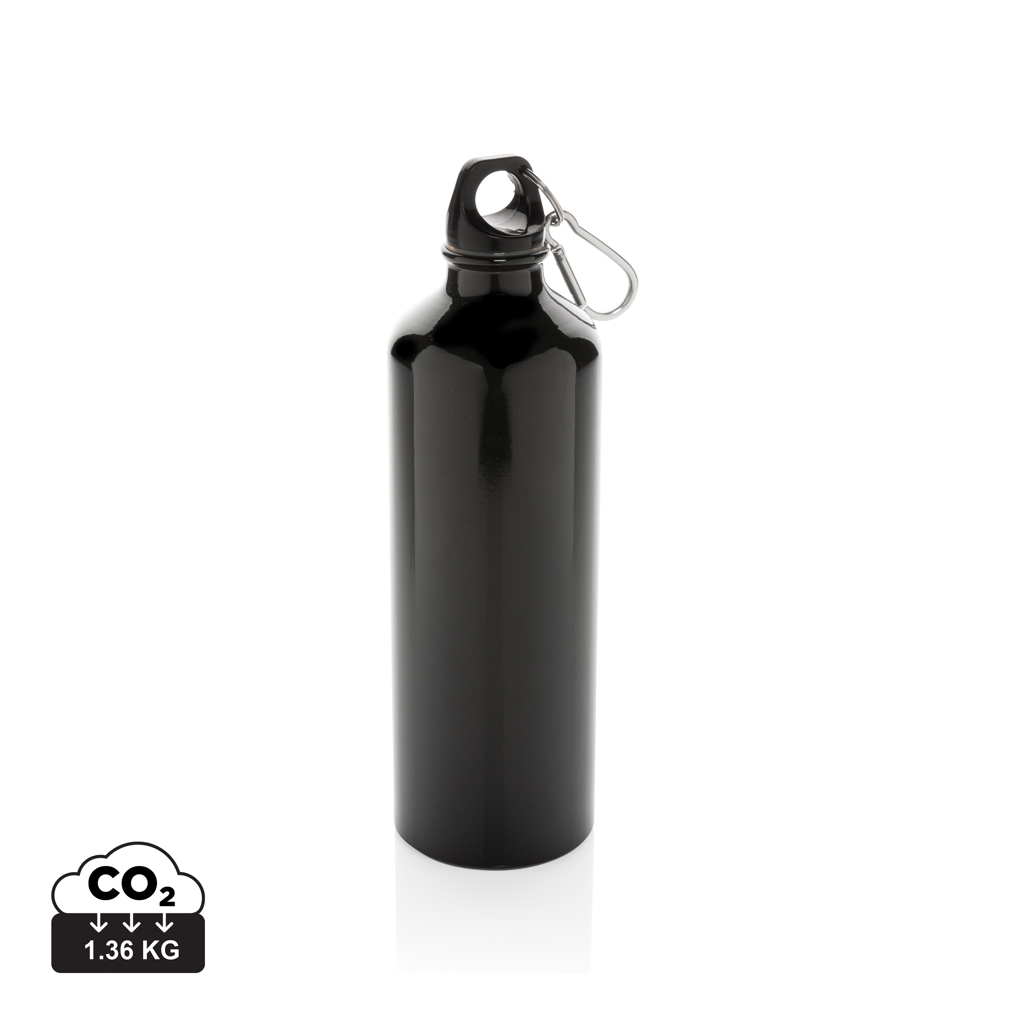 XL aluminium vandflaske med karabin, sort