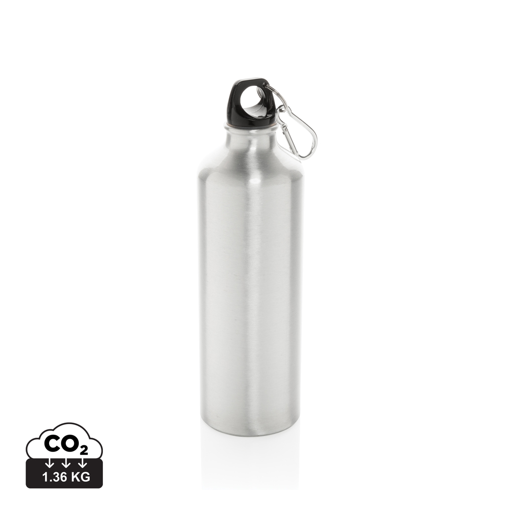 XL aluminium vandflaske med karabin, sølv