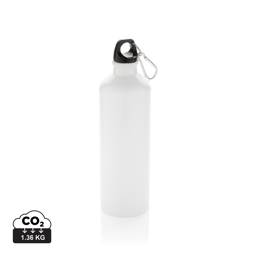 XL aluminium vandflaske med karabin, hvid