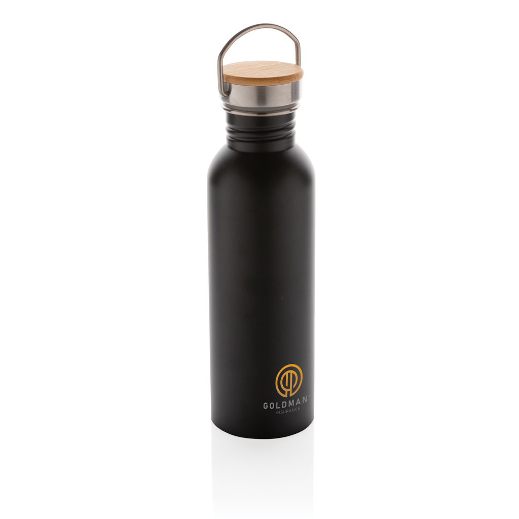 Modern stainless steel bottle with bamboo lid - brendiran