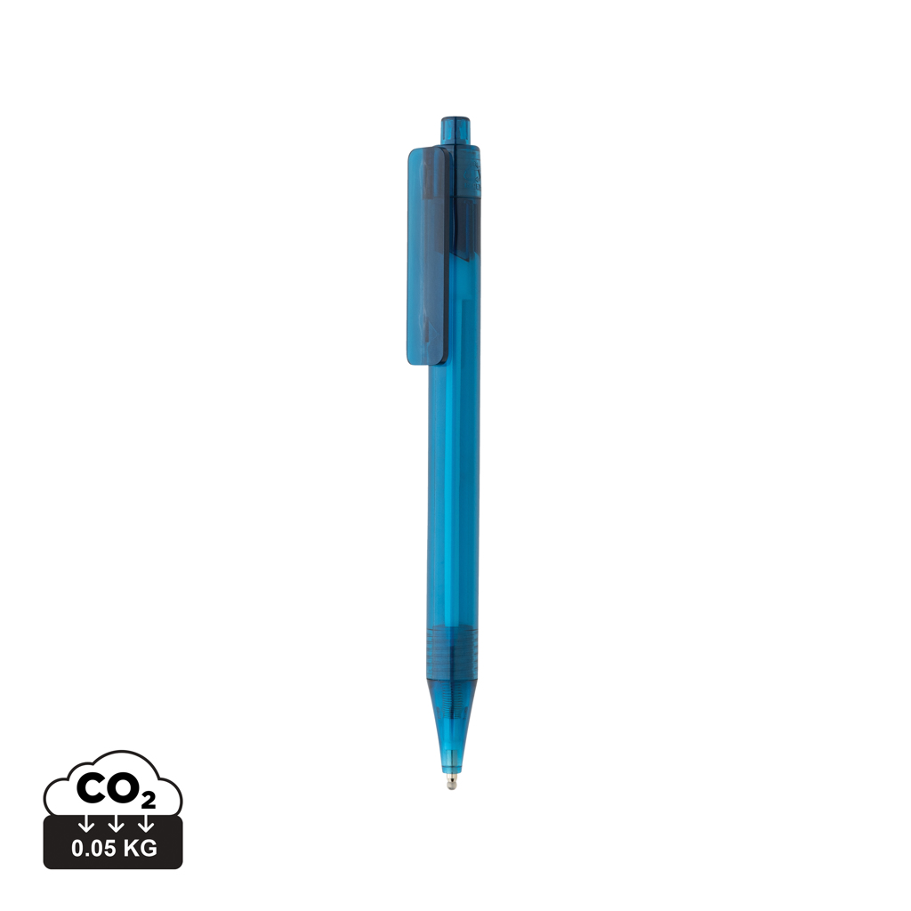 GRS RPET X8 transparent pen, blå