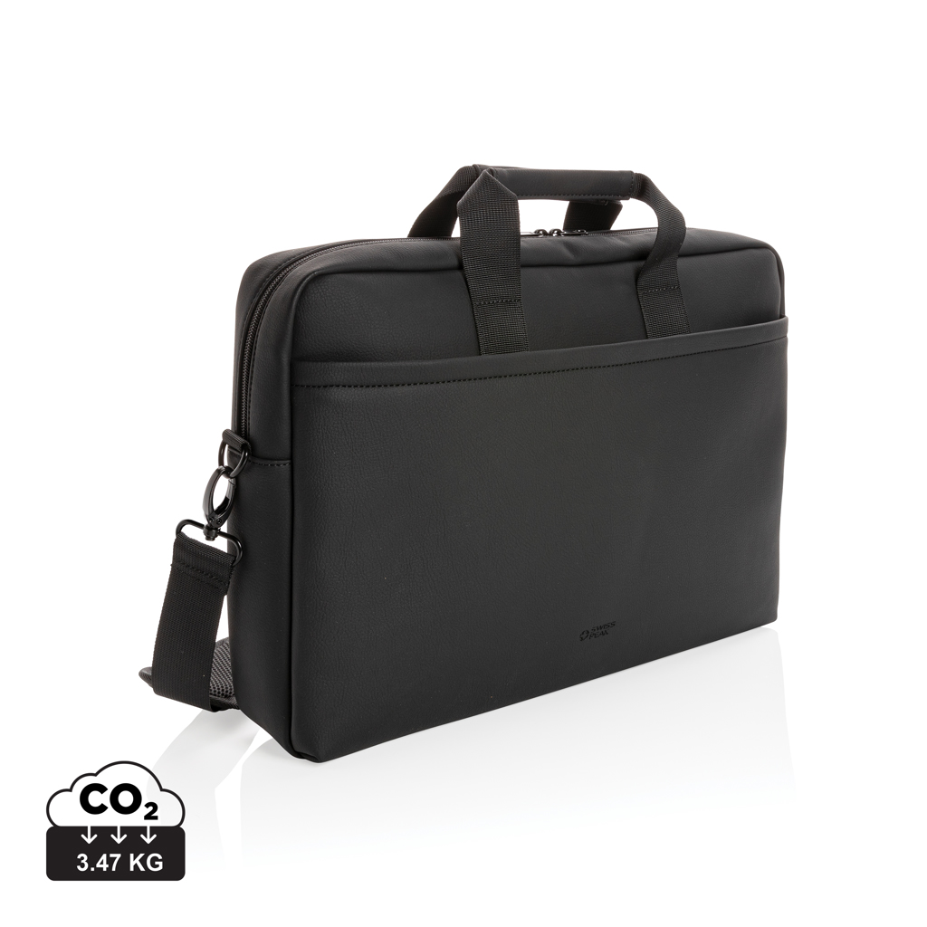 Swiss Peak luksus laptop taske i vegansk læder, PVC fri, sort
