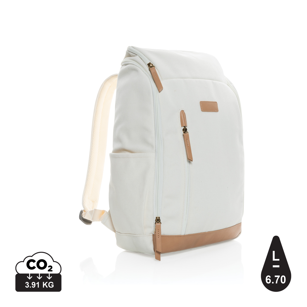 Impact AWARE™ 16 oz. 15" laptop rygsæk i rcanvas, off-white