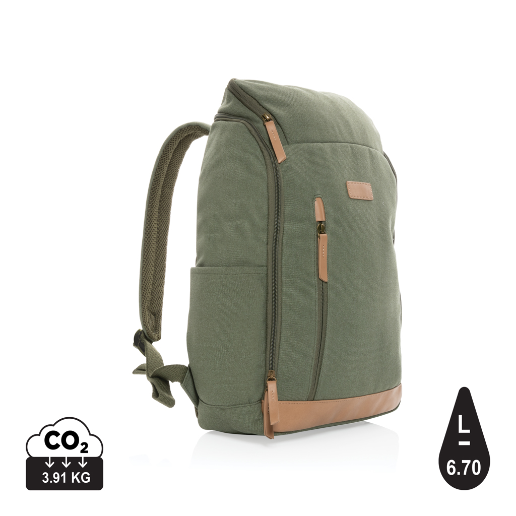 Impact AWARE™ 16 oz. 15" laptop rygsæk i rcanvas, grøn