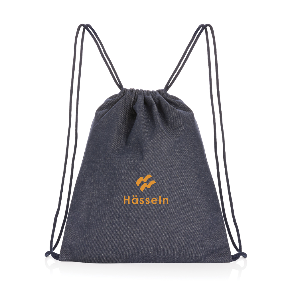 Impact AWARE™ recycled denim drawstring backpack - brendiran