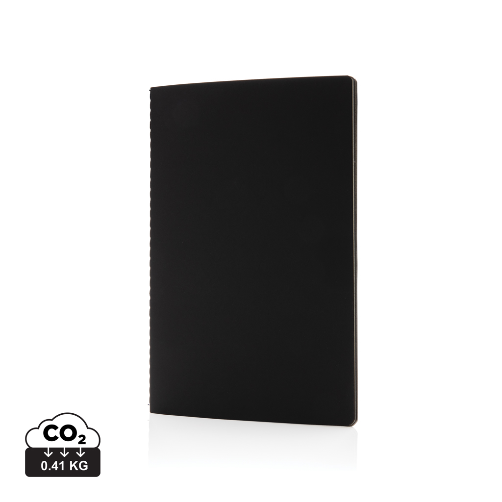 Soft cover PU notesbog med farvet kant, sort