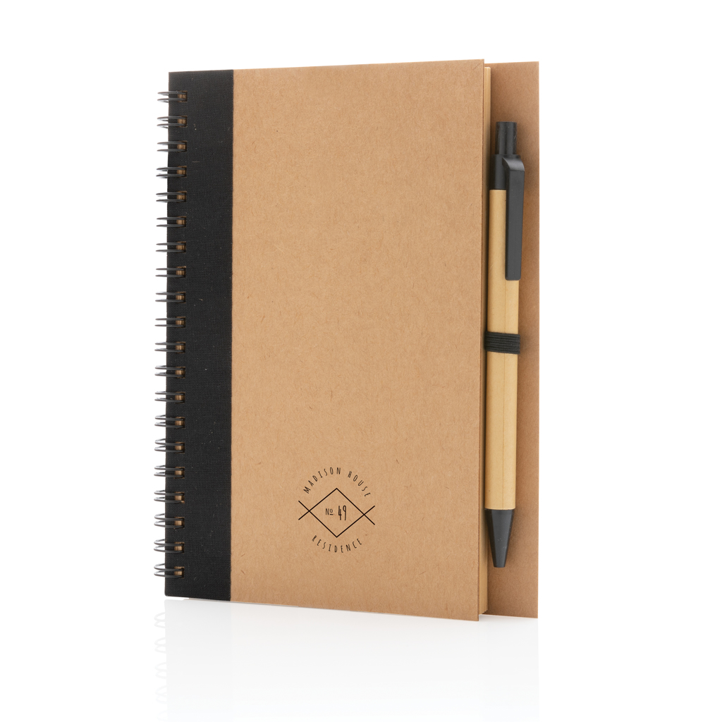 Kraft spiral notebook with pen - brendiran