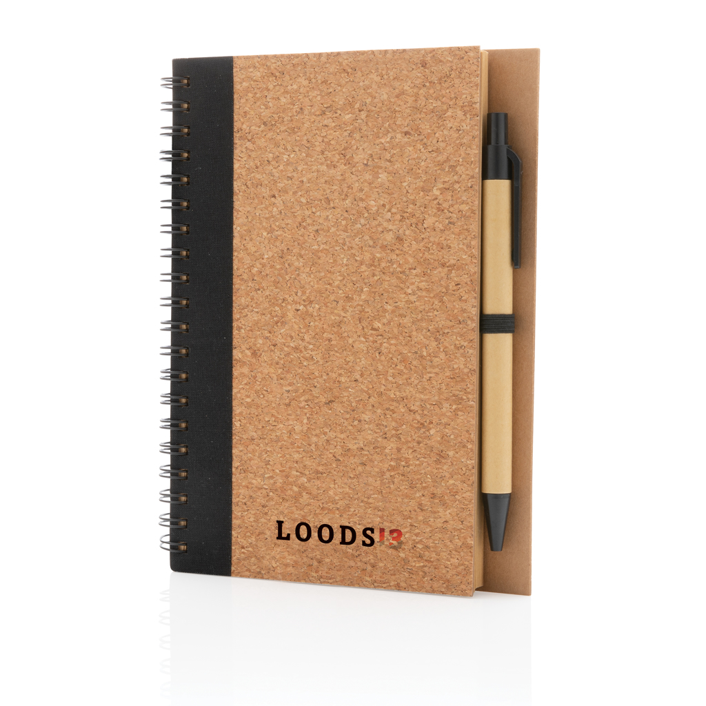 Cork spiral notebook with pen - brendiran