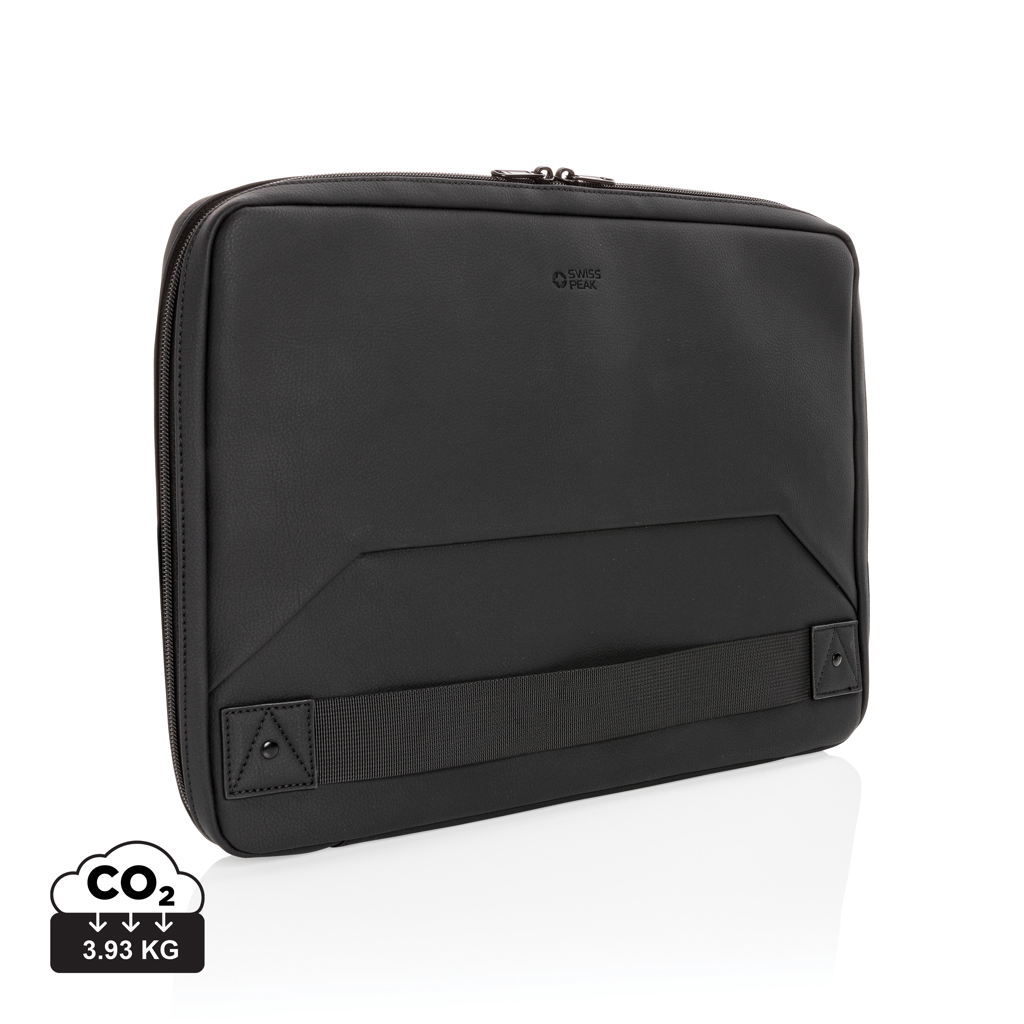Swiss Peak vegansk læder laptop etui /arbejdsstaion, PVC fri, sort