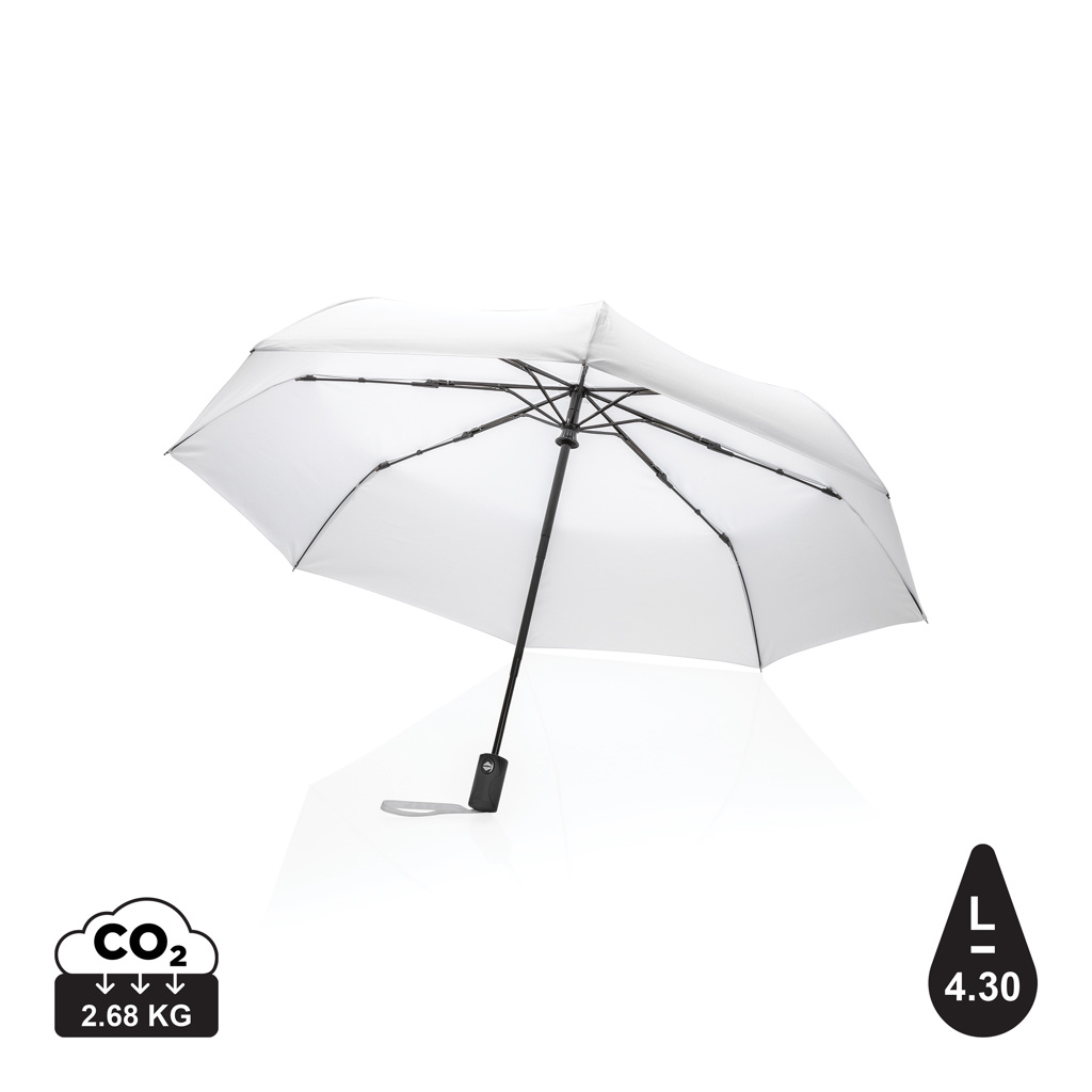 21" Impact AWARE™ RPET 190T auto åben/luk paraply, hvid