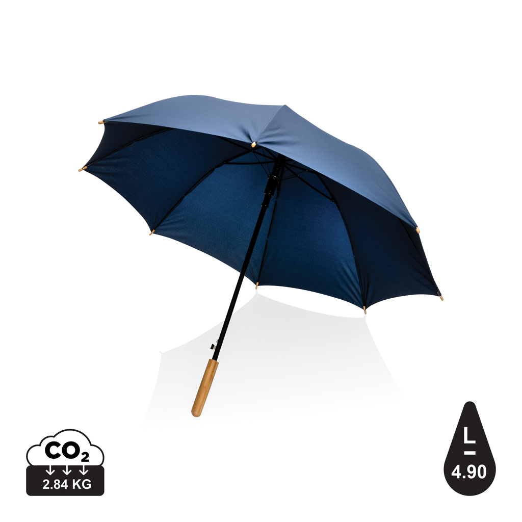 23" Impact AWARE™ RPET 190T auto åben, bambus paraply, marine blå