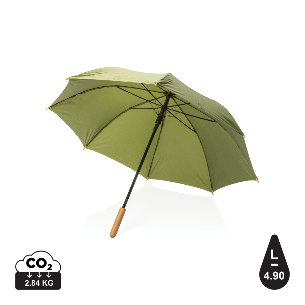 23" Impact AWARE™ RPET 190T auto åben, bambus paraply, grøn
