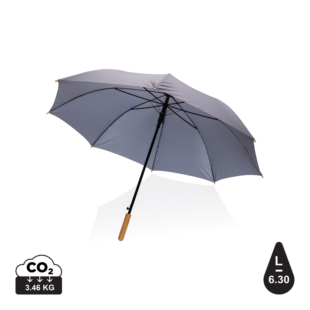 27" Impact AWARE™ RPET 190T auto åben bambus paraply, stenkul