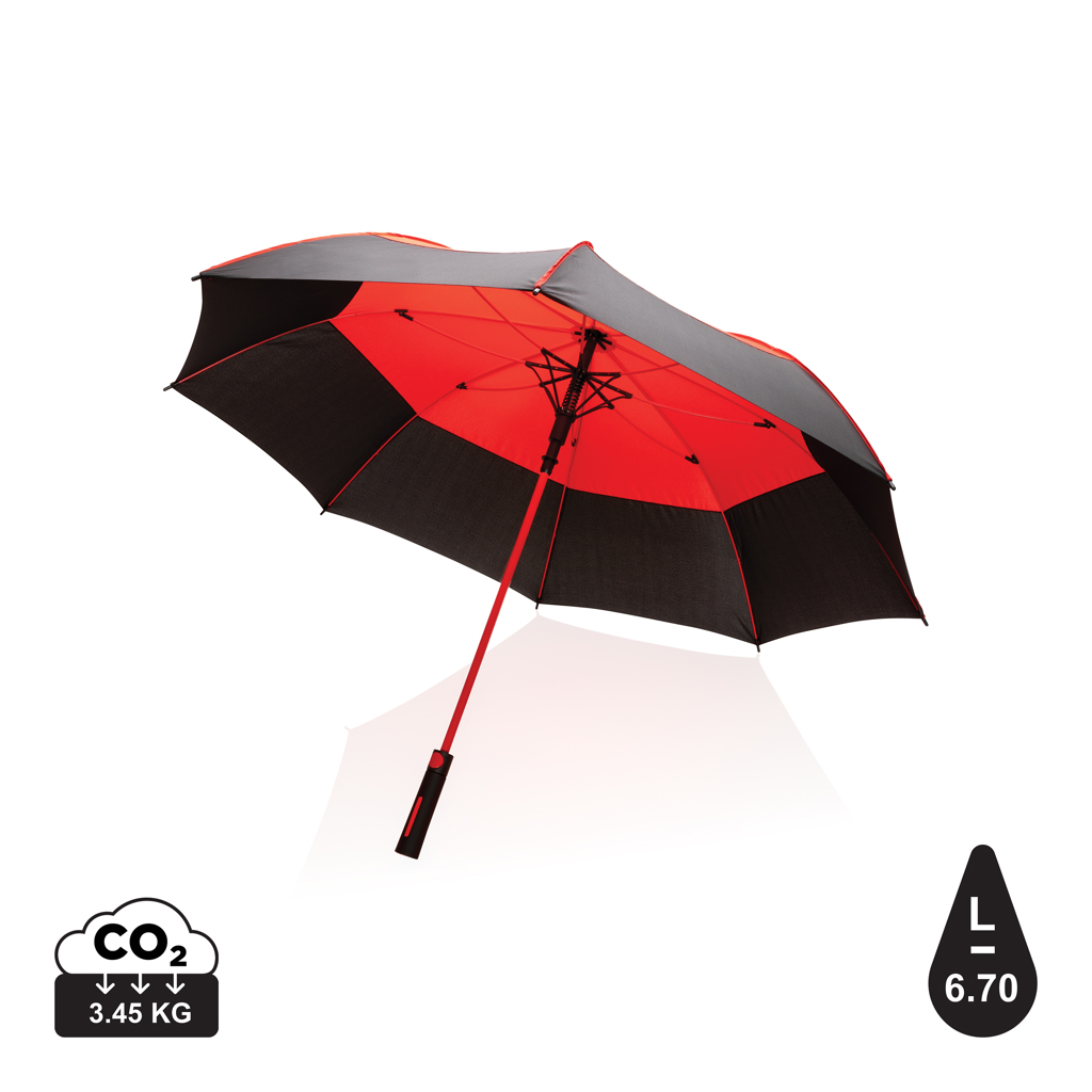 27" Impact AWARE™ RPET 190T auto åben stormsikker paraply, rød