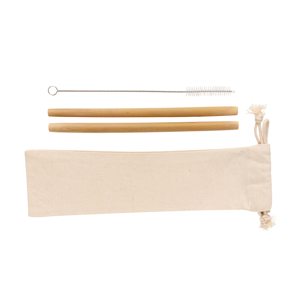 Accessoires cuisine publicitaires - Set de pailles en fibre de bambou (x 2 pcs) - 1