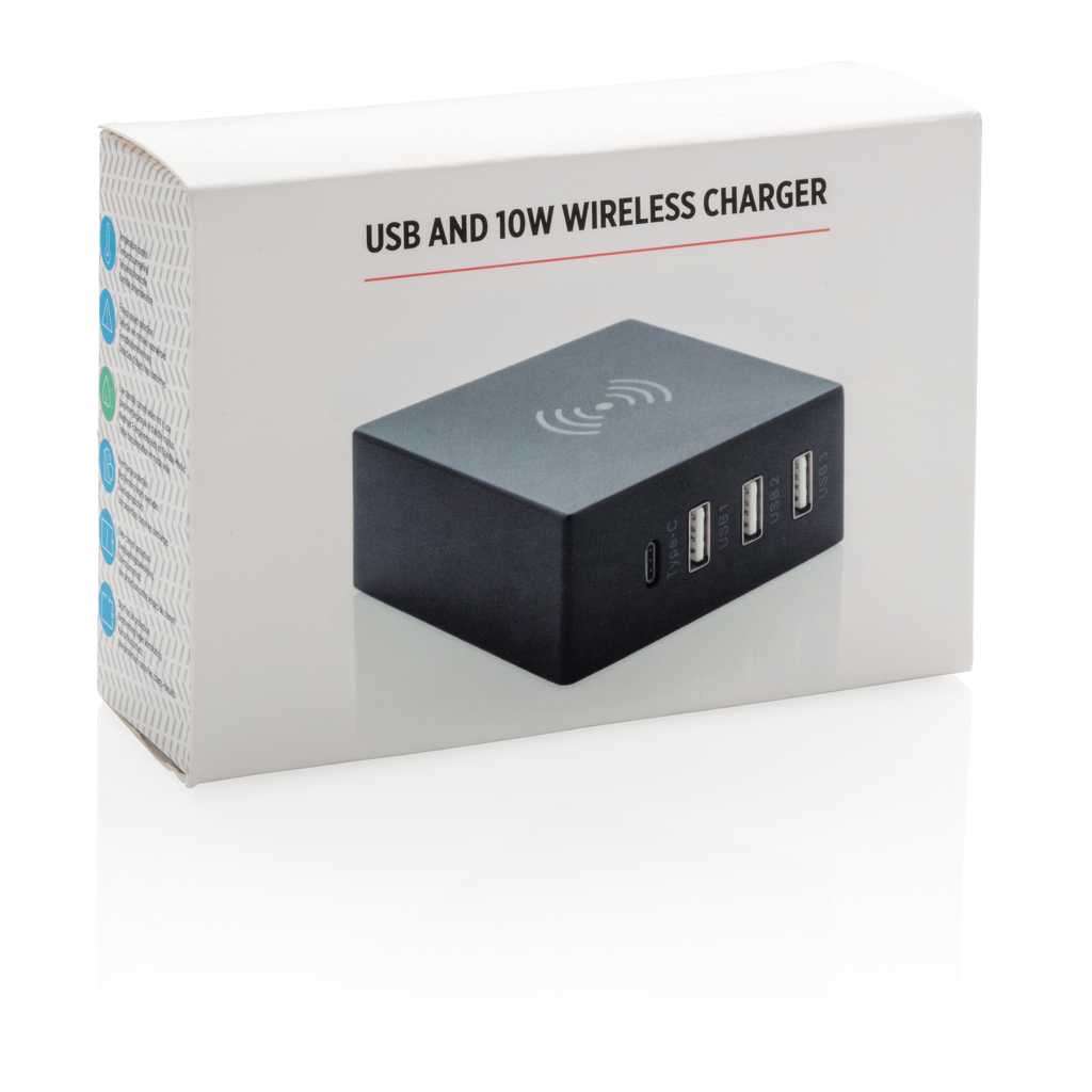 Chargeurs sans fil publicitaires - Station de charge 2 en 1 USB 10W - 3