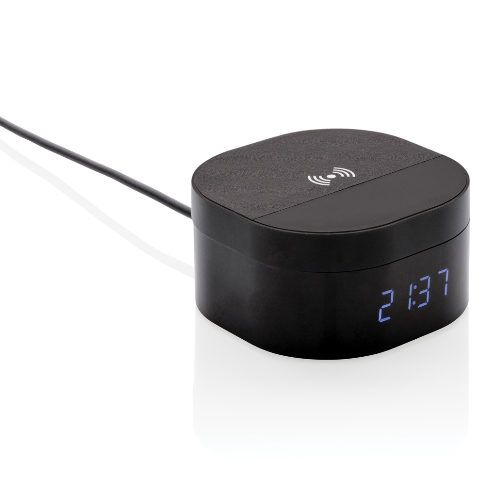 Chargeurs sans fil publicitaires - Chargeur à induction 5W avec horloge numérique Aria