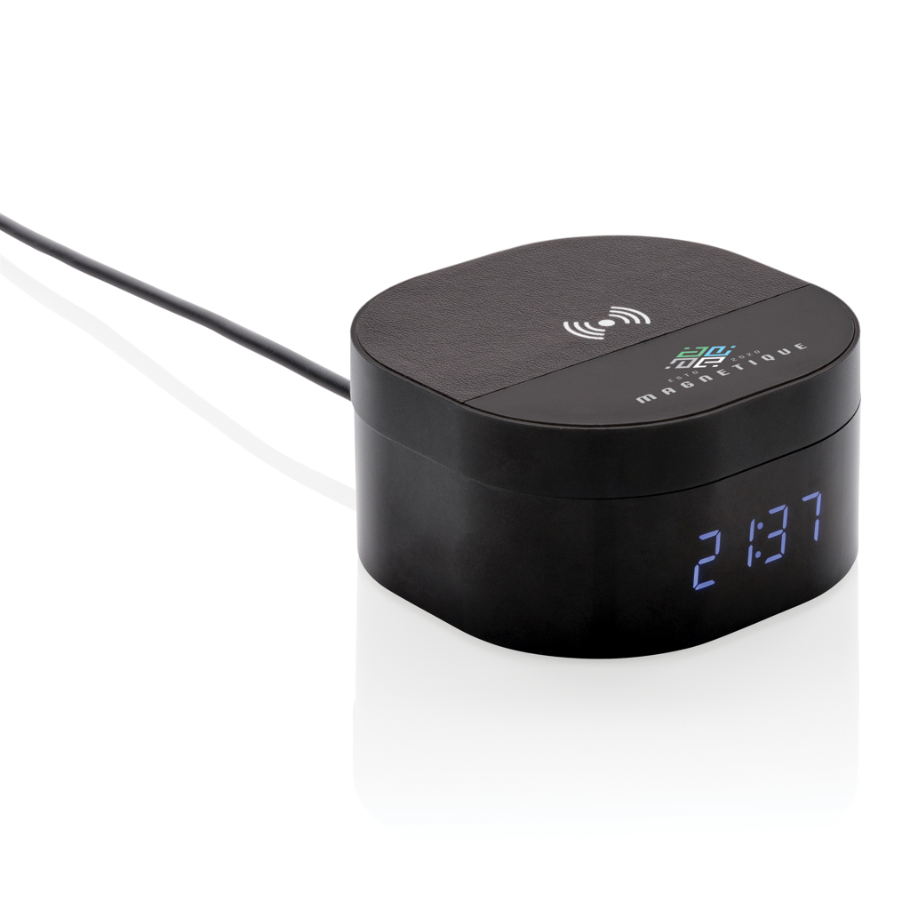 Chargeurs sans fil publicitaires - Chargeur à induction 5W avec horloge numérique Aria - 6