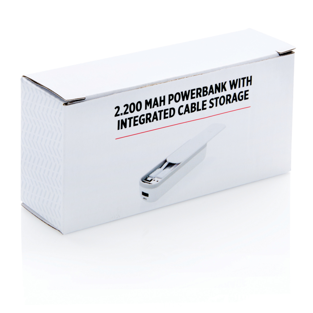 Batteries de secours publicitaires - Batterie de secours avec compartiment câble 2200mAh - 8