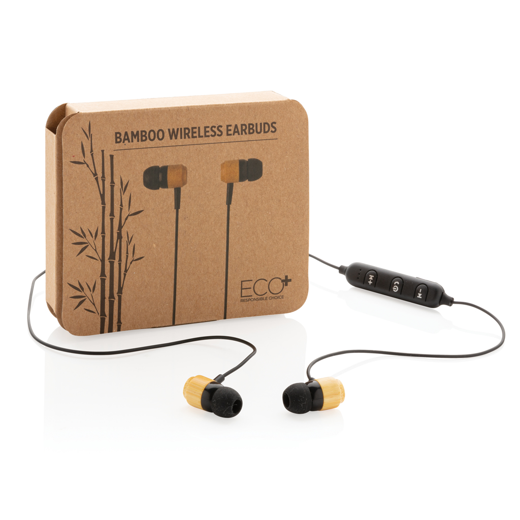 Écouteurs publicitaires - Ecouteurs sans fil en bambou - 8