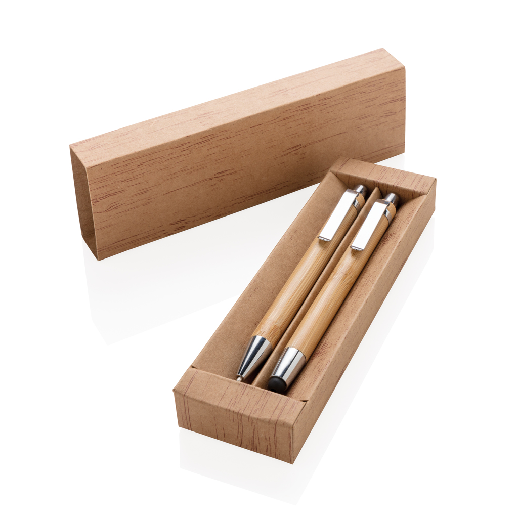 Stylos & crayons publicitaires - Set stylo en bambou - 5