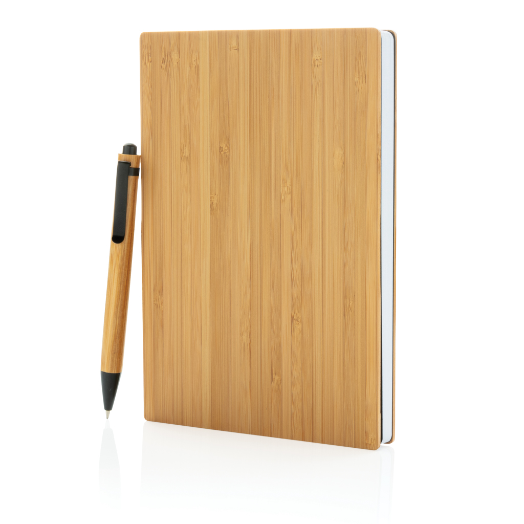 Carnets de notes basic - Set carnet de notes A5 et stylo en bambou