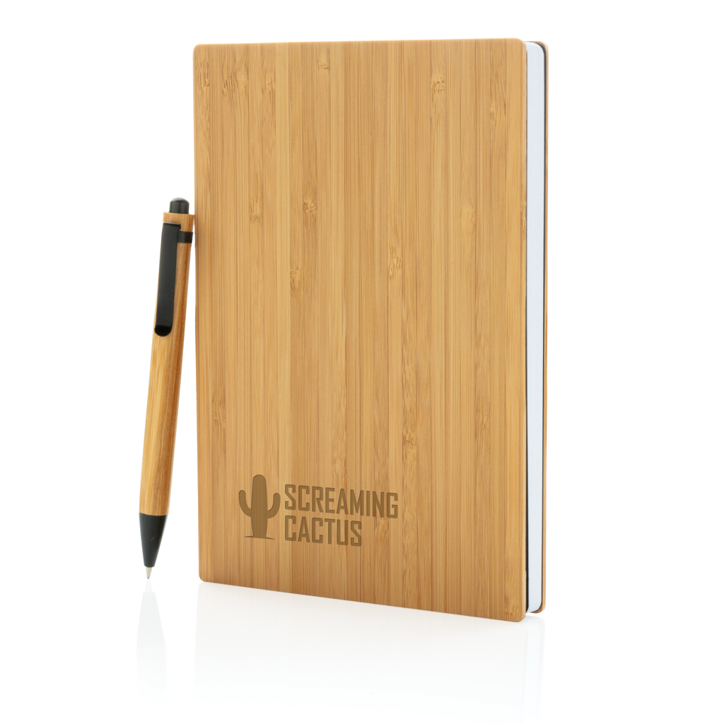Advertising Basic notebooks - Set carnet de notes A5 et stylo en bambou - 4