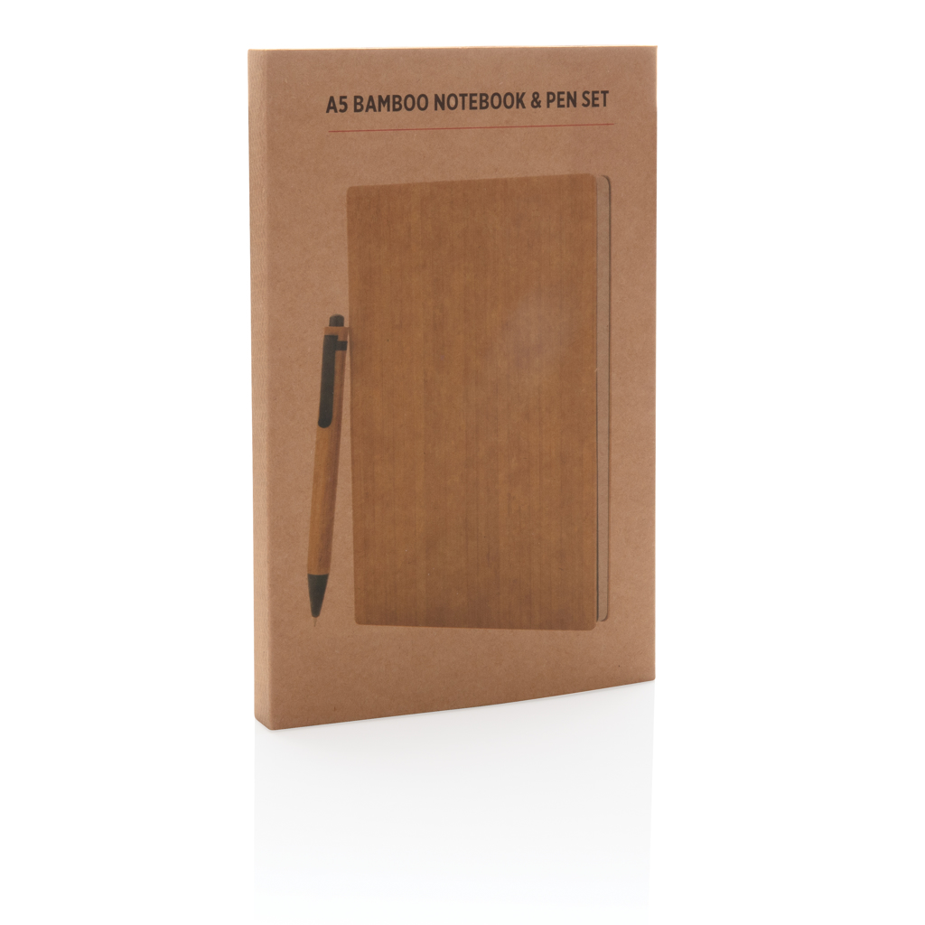 Advertising Basic notebooks - Set carnet de notes A5 et stylo en bambou - 7