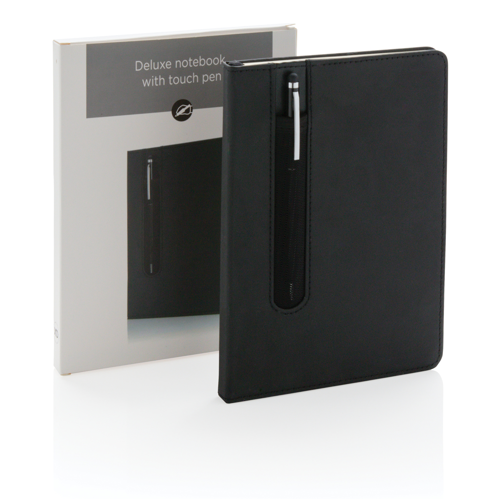 Advertising Basic notebooks - Carnet A5 à couverture rigide en PU avec Stylo tactile - 5