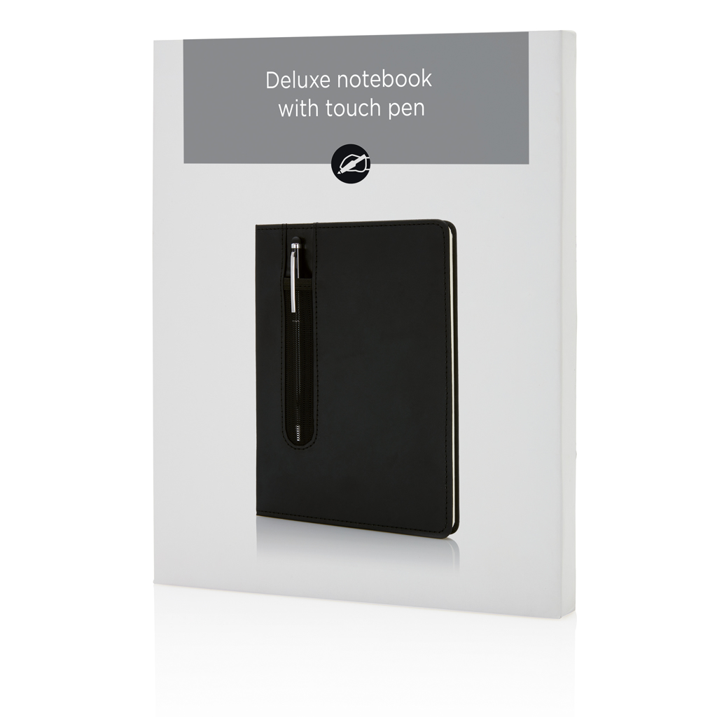 Advertising Basic notebooks - Carnet A5 à couverture rigide en PU avec Stylo tactile - 6