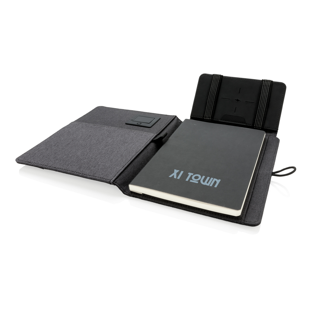 Advertising Executive Notebooks - Housse à carnet Kyoto avec 5W chargeur à induction - 8
