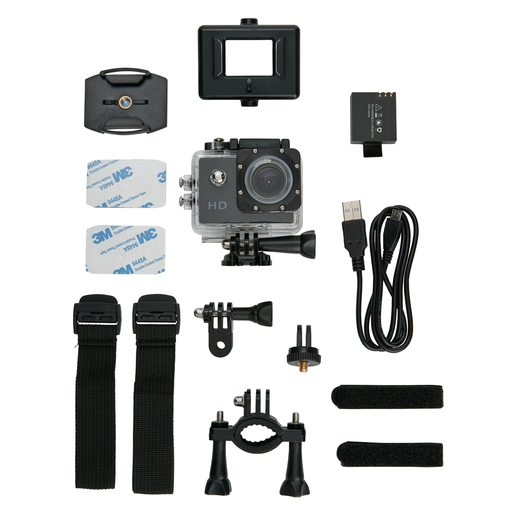 Gadgets mobiles publicitaires - Caméra sport HD avec 11 accessoires - 1