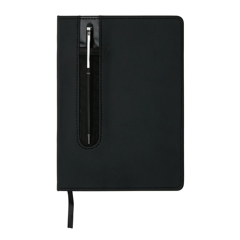Advertising Basic notebooks - Carnet A5 à couverture rigide en PU avec Stylo tactile - 2