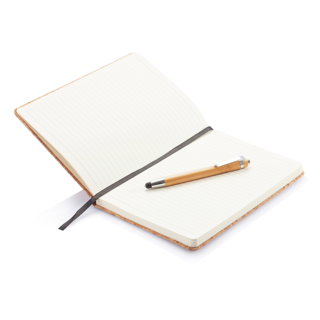 Advertising Basic notebooks - Carnet de notes en liège avec stylo en bambou A5 - 2