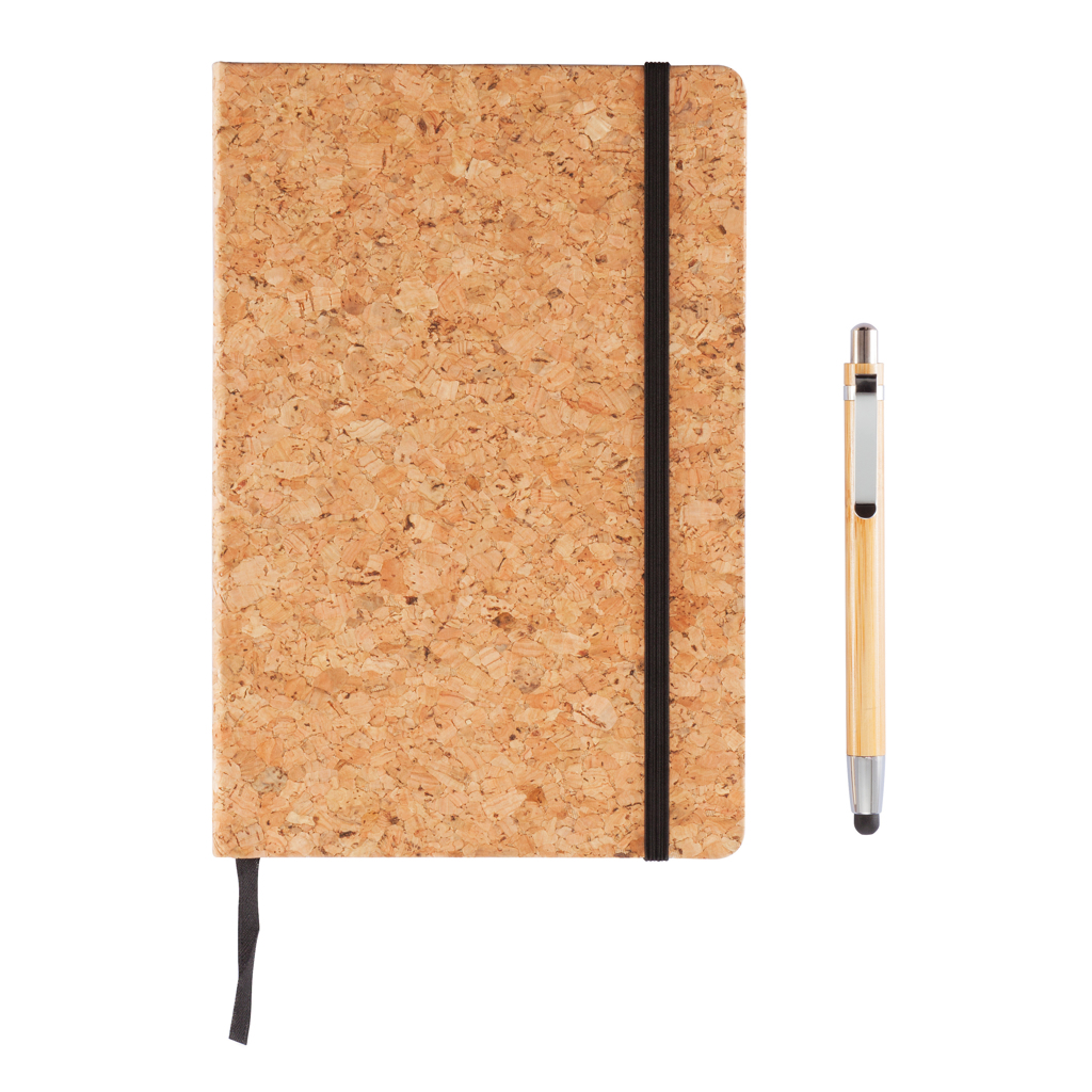 Advertising Basic notebooks - Carnet de notes en liège avec stylo en bambou A5 - 4